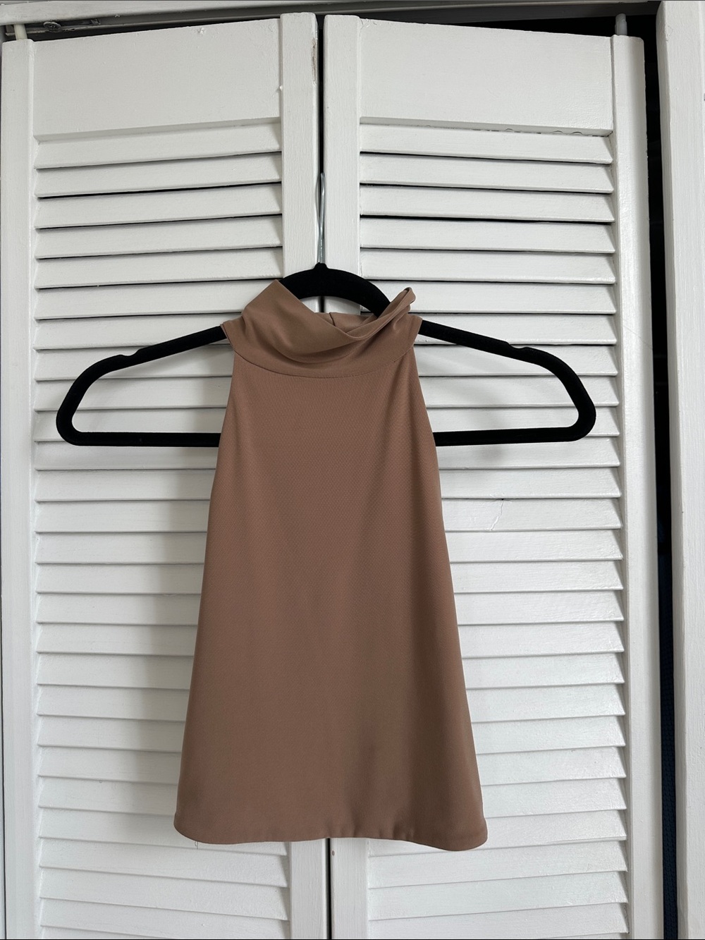 Sleeveless High Neck Women’s Top in Taupe